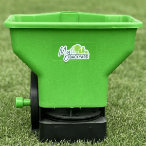 The My Backyard Handheld Spreader is perfect for small to medium sized lawns.