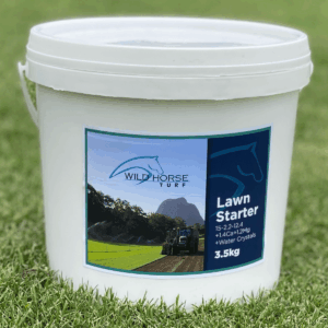 Lawn Starter Fertiliser by Wild Horse Turf includes water crystals for advanced water retention