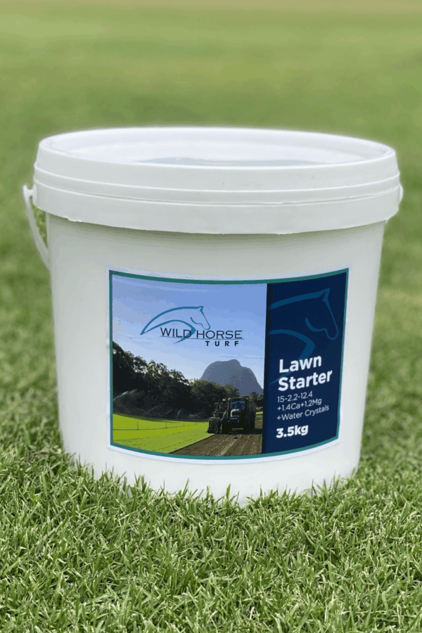 Lawn Starter Fertiliser by Wild Horse Turf includes water crystals for advanced water retention