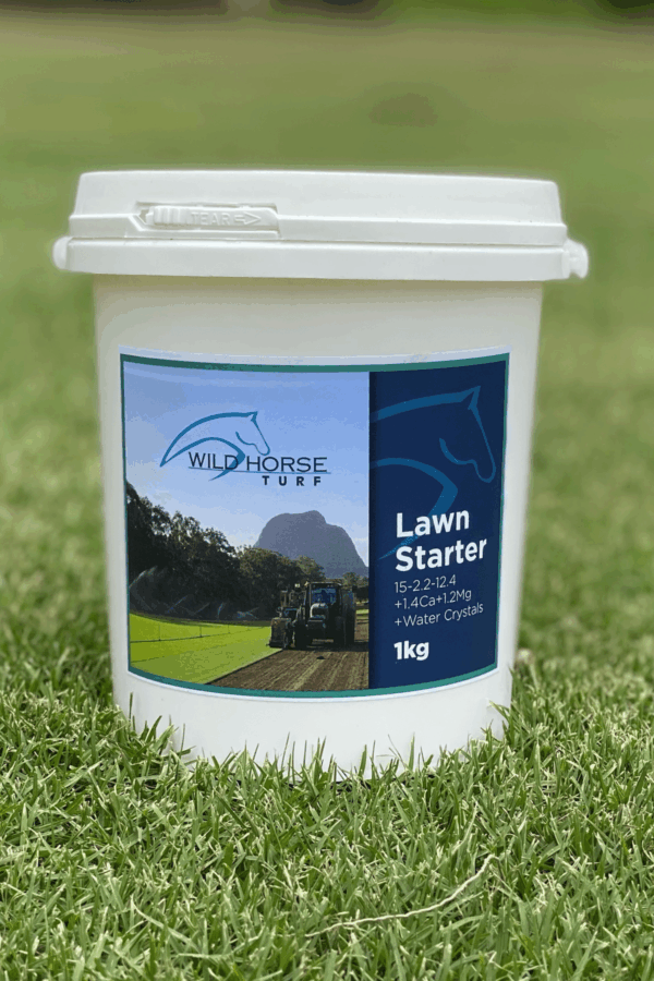 Lawn Starter Fertiliser by Wild Horse Turf includes water crystals for advanced water retention