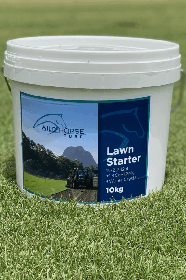 Lawn Starter Fertiliser by Wild Horse Turf includes water crystals for advanced water retention